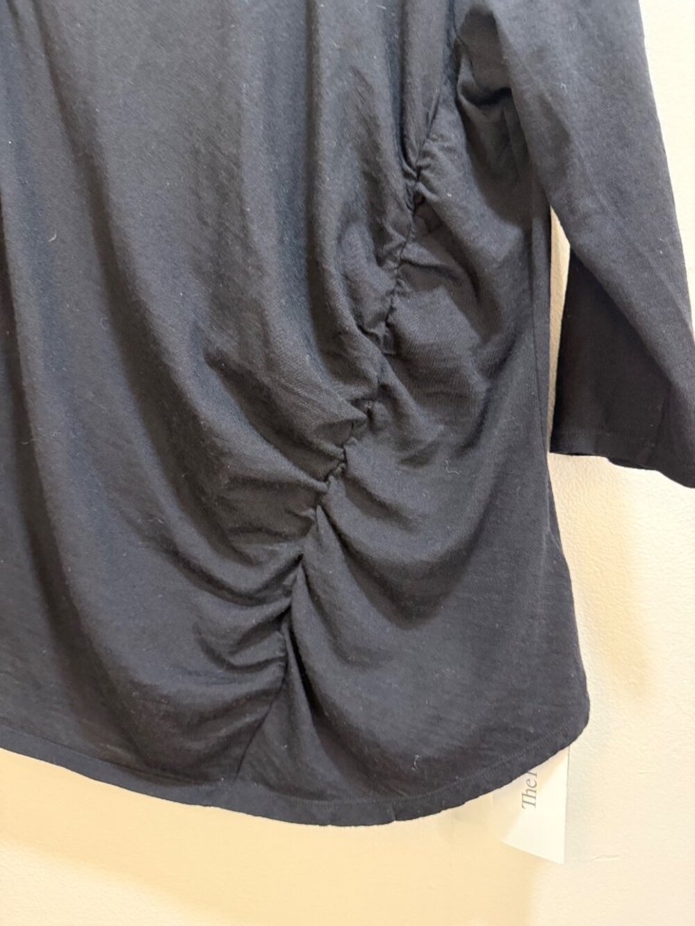 Lafayette 148 Boatneck 3/4 Sleeve Lagenlook Ruched Wool Blend Top LG - Picture 2 of 9